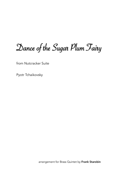 Free Sheet Music Dance Of The Sugar Plum Fairy For Brass Quintet