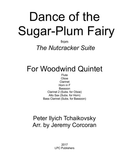 Dance Of The Sugar Plum Fairy For Woodwind Quintet Sheet Music