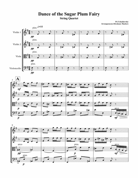 Dance Of The Sugar Plum Fairy From Nutcracker String Quartet Sheet Music