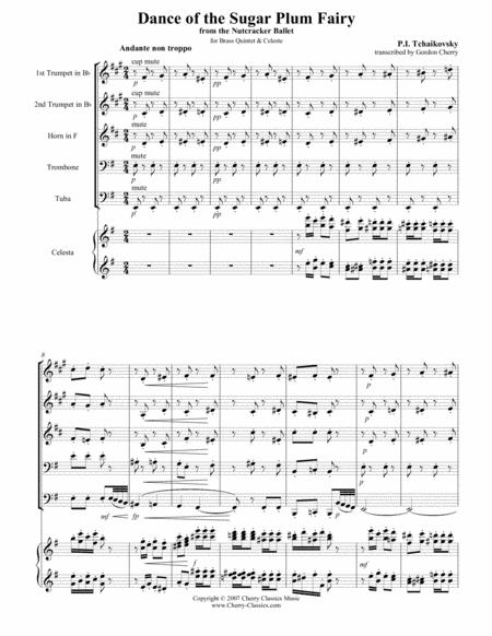 Free Sheet Music Dance Of The Sugar Plum Fairy From The Nutcracker For Brass Quintet And Organ