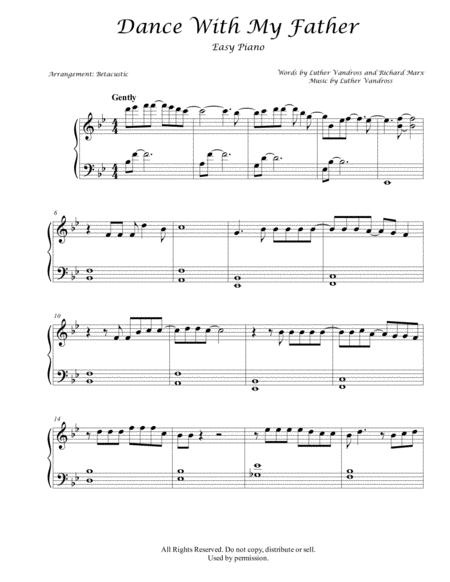 Free Sheet Music Dance With My Father Luther Vandross Sheet Music Easy Piano