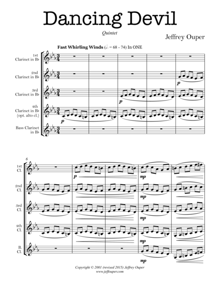 Dancing Devil Clarinet Quintet Sheet Music