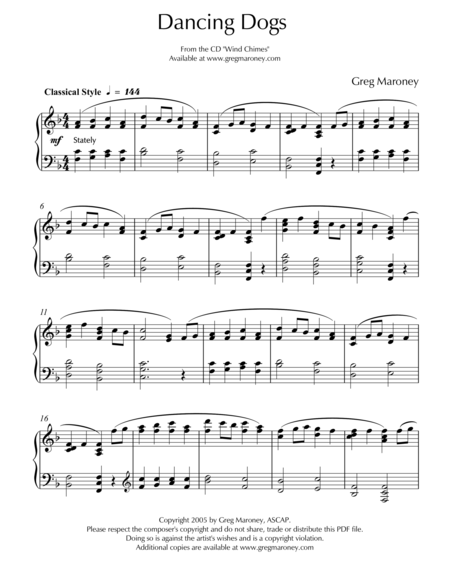 Free Sheet Music Dancing Dogs