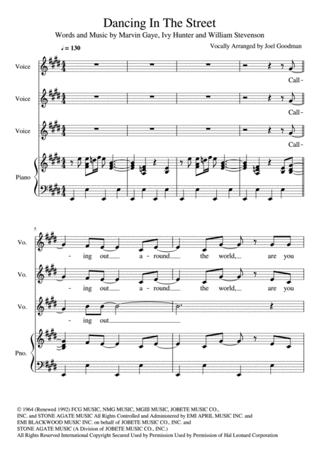 Dancing In The Street 3 Part Choir Sheet Music