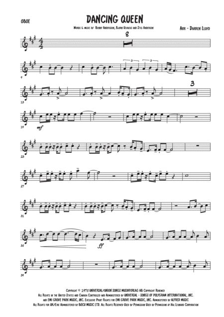 Free Sheet Music Dancing Queen Oboe