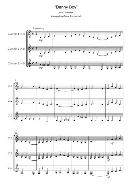 Danny Boy Easy Clarinet Trio Sheet Music