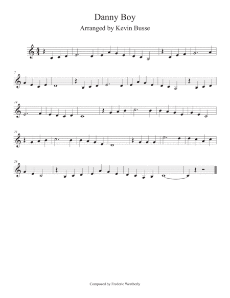 Danny Boy Easy Key Of C Trumpet Sheet Music