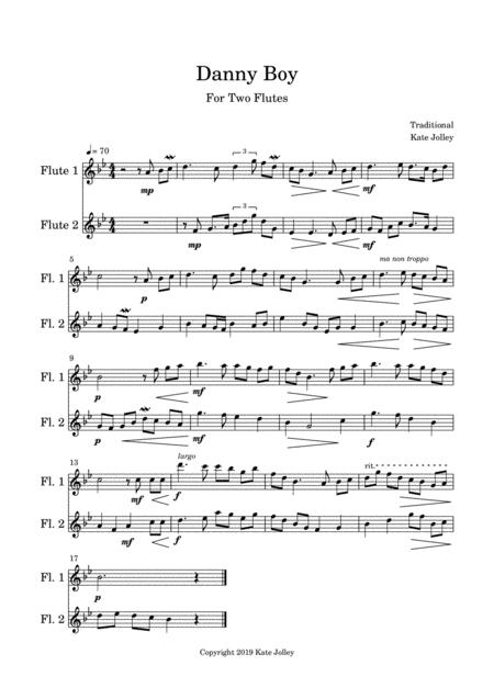 Free Sheet Music Danny Boy Flute Duet