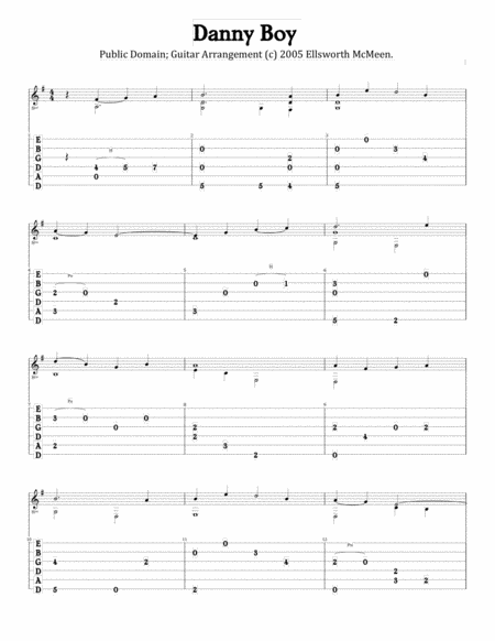 Danny Boy For Fingerstyle Guitar Tuned Drop D Sheet Music