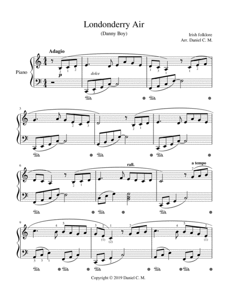 Free Sheet Music Danny Boy For Piano Easy