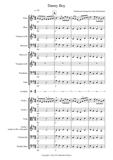 Danny Boy For School Orchestra Sheet Music