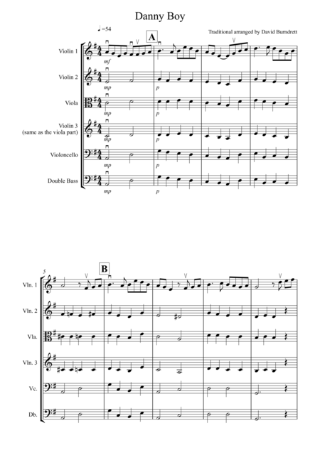 Danny Boy For String Orchestra Sheet Music