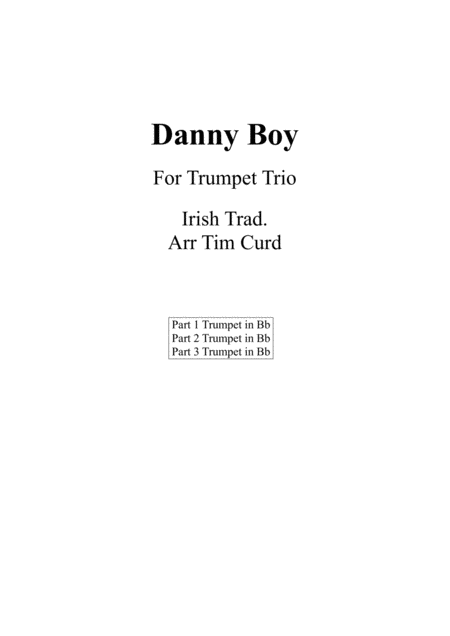 Danny Boy For Trumpet Trio Sheet Music