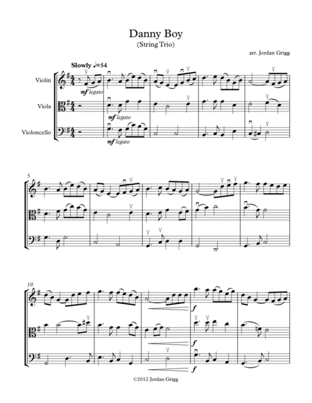 Free Sheet Music Danny Boy String Trio