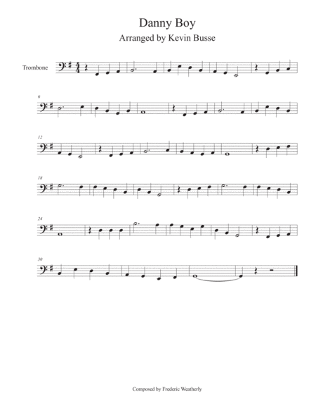 Free Sheet Music Danny Boy Trombone