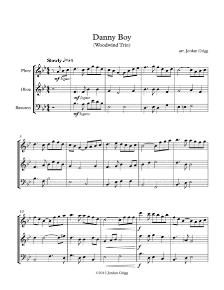 Danny Boy Wind Trio Sheet Music