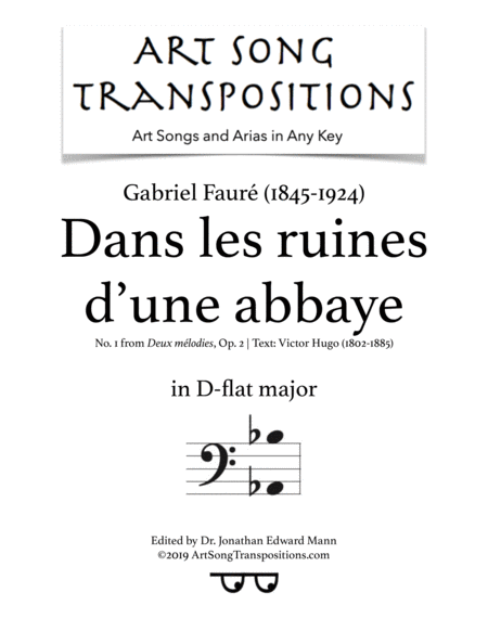 Dans Les Ruines D Une Abbaye Op 2 No 1 D Flat Major Bass Clef Sheet Music