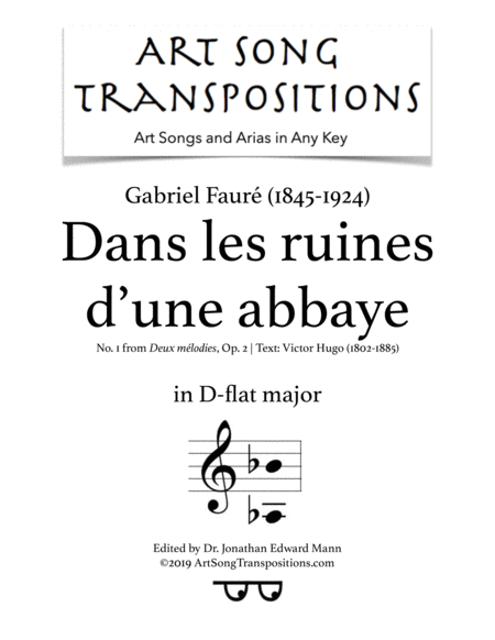 Dans Les Ruines D Une Abbaye Op 2 No 1 D Flat Major Sheet Music