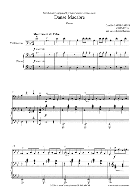 Danse Macabre Cello And Piano Sheet Music