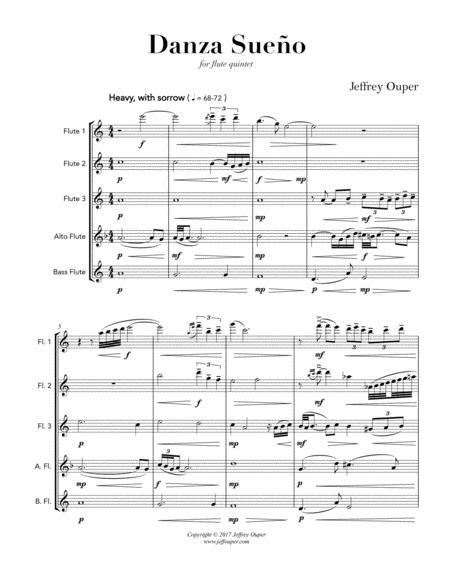 Danza Sueno Flute Quintet Sheet Music