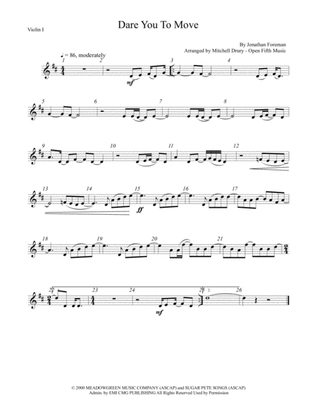 Dare You To Move Sheet Music