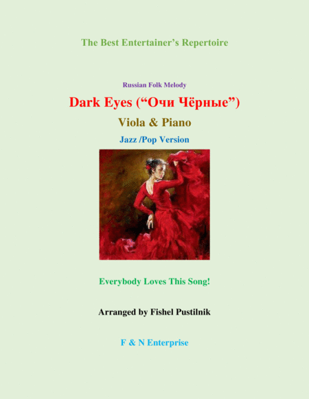 Dark Eyes Piano Background For Viola And Piano Jazz Pop Version Sheet Music