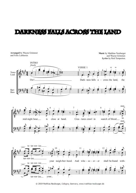 Free Sheet Music Darkness Falls Across The Land