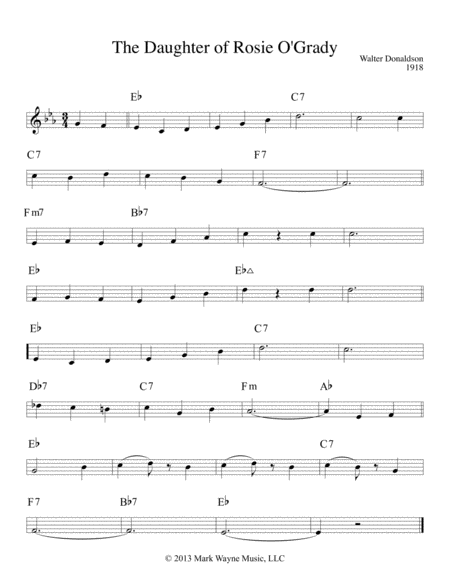 Free Sheet Music Daughter Of Rosie O Grady The