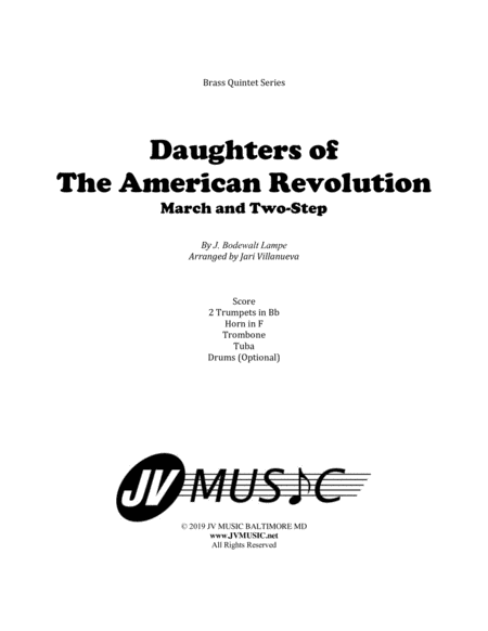 Daughters Of The American Revolution For Brass Quintet Sheet Music