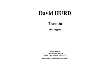 Free Sheet Music David Hurd Toccata For Organ