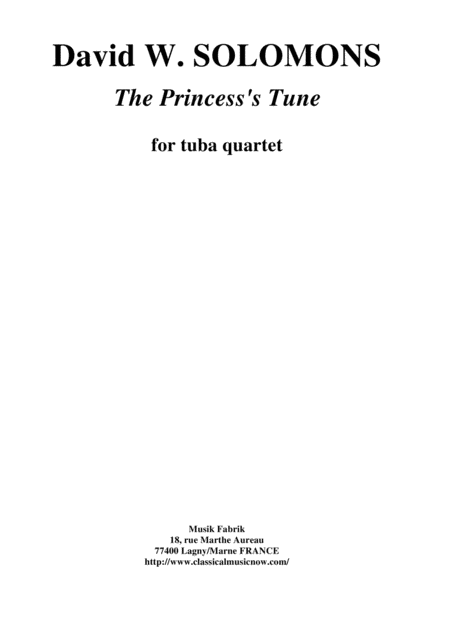 Free Sheet Music David W Solomons The Princess Tune For Tuba Quartet 2 Bb Euphoniums 2 C Tubas