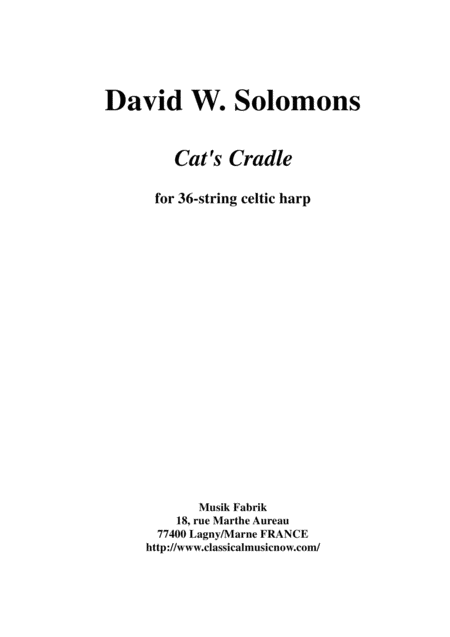 David Warin Solomons Cats Cradle For 36 String Celtic Harp Sheet Music