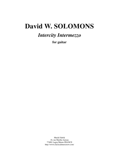 David Warin Solomons Intercity Intermezzo For Solo Guitar Sheet Music