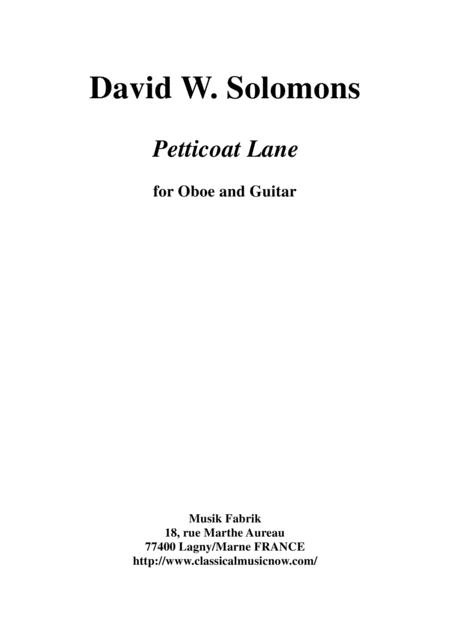 Free Sheet Music David Warin Solomons Petticoat Lane For Oboe And Guitar