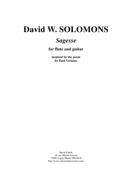 Free Sheet Music David Warin Solomons Sagesse For Flute And Guitar