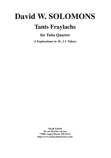 David Warin Solomons Tants Fraylachs For 2 Bb Euphoniums And 2 Tubas Sheet Music