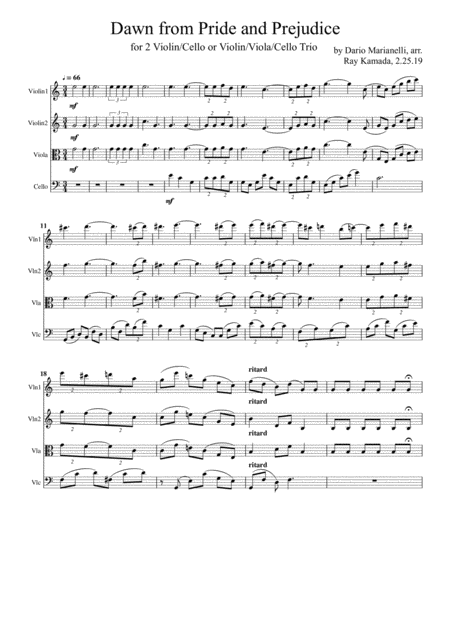 Dawn For 2 Violins And Cello Or Violin Viola Cello Trio Sheet Music