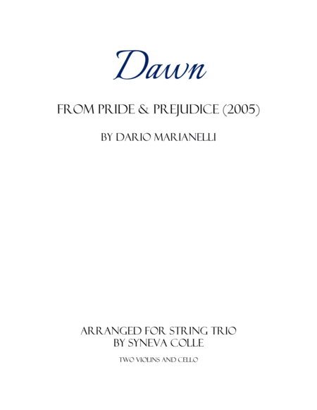 Dawn From Pride Prejudice Sheet Music