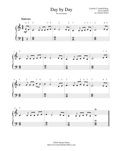 Free Sheet Music Day By Day For Easy Piano