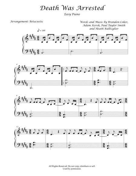 Death Was Arrested North Point Worship Sheet Music Easy Piano Sheet Music