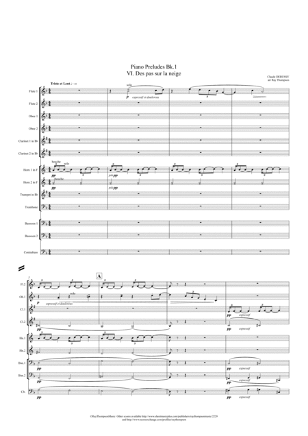 Debussy Arrangements Of Two Piano Preludes From Book 1 Nos Vi Des Pas Sur La Neige And Xii Minstrels Symphonic Wind Ensemble Sheet Music