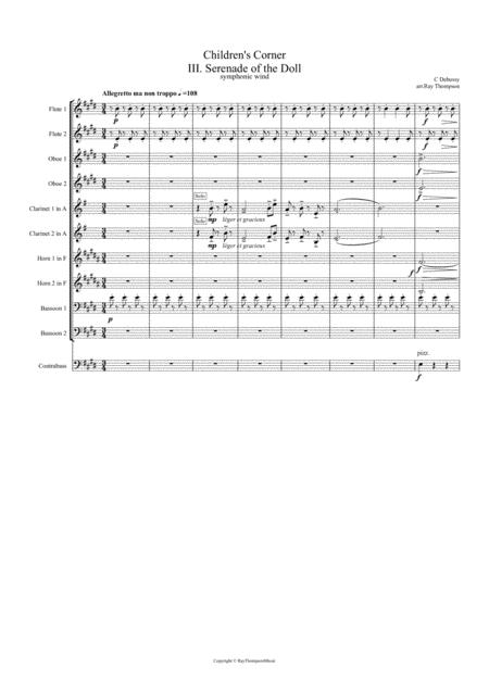 Free Sheet Music Debussy Children Corner No 3 Serenade Of The Doll Original Key Symphonic Wind