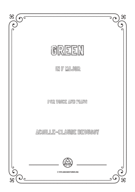 Free Sheet Music Debussy Green In F Major For Voice And Piano