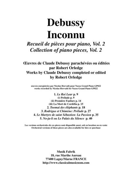 Free Sheet Music Debussy Inconnu Album Of Works For The Piano By Claude Debussy Completed By Robert Orledge Vol 2