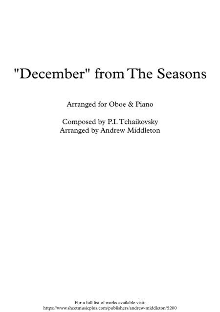 December From The Seasons Arranged For Oboe And Piano Sheet Music