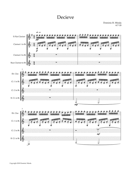 Free Sheet Music Decieve A Clarinet Quartet