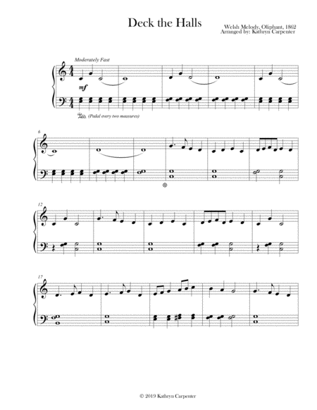 Deck The Halls Easy Piano Sheet Music