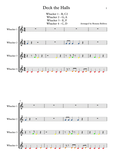 Deck The Halls For 8 Notes Diatonic Boomwhackers Sheet Music