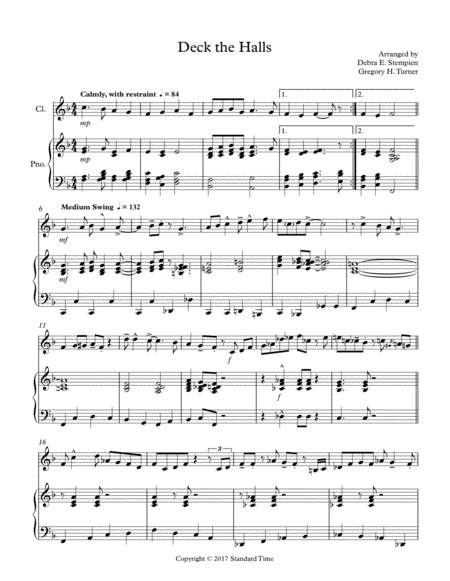 Free Sheet Music Deck The Halls Or Clarinet Optional Soprano Sax With Piano Accompaniment