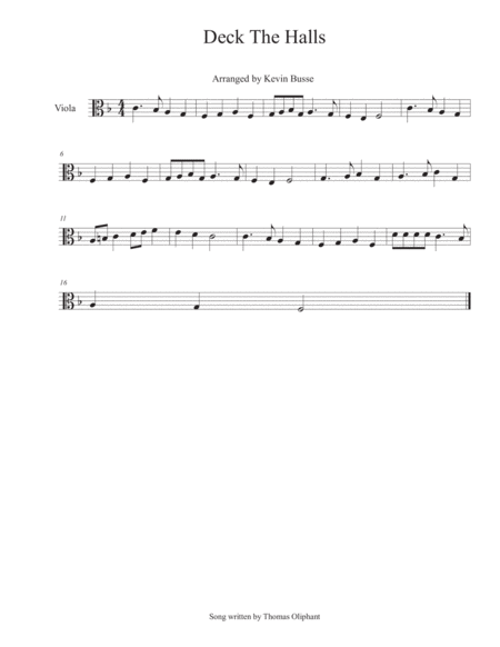 Deck The Halls Viola Sheet Music